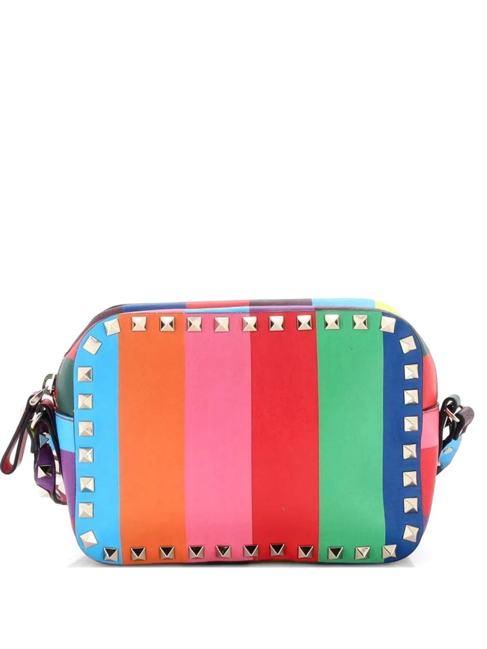 Rockstud 1973 Camera Striped Leather crossbody bag