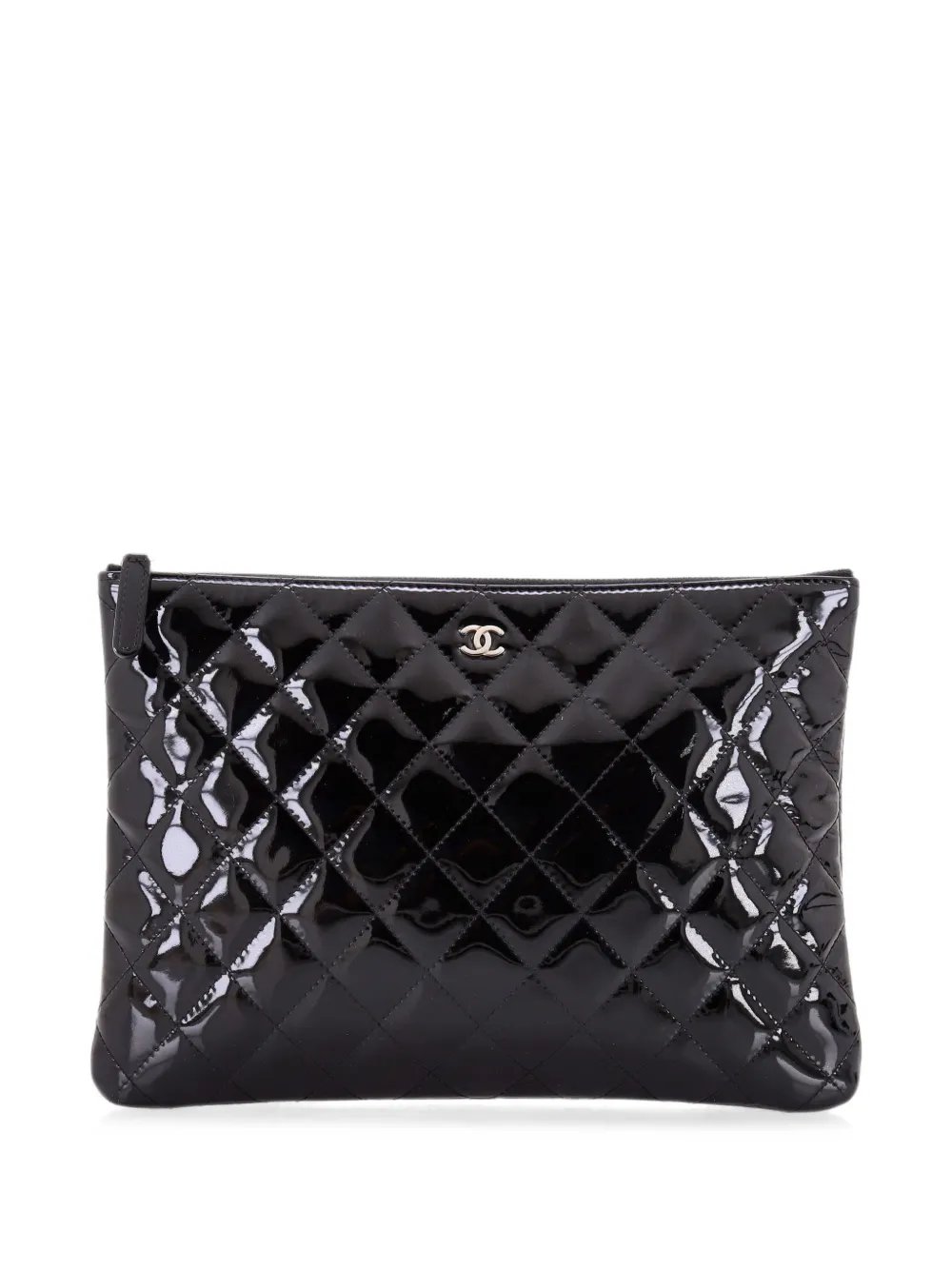 O Case Quilted Patent Medium clutch bag