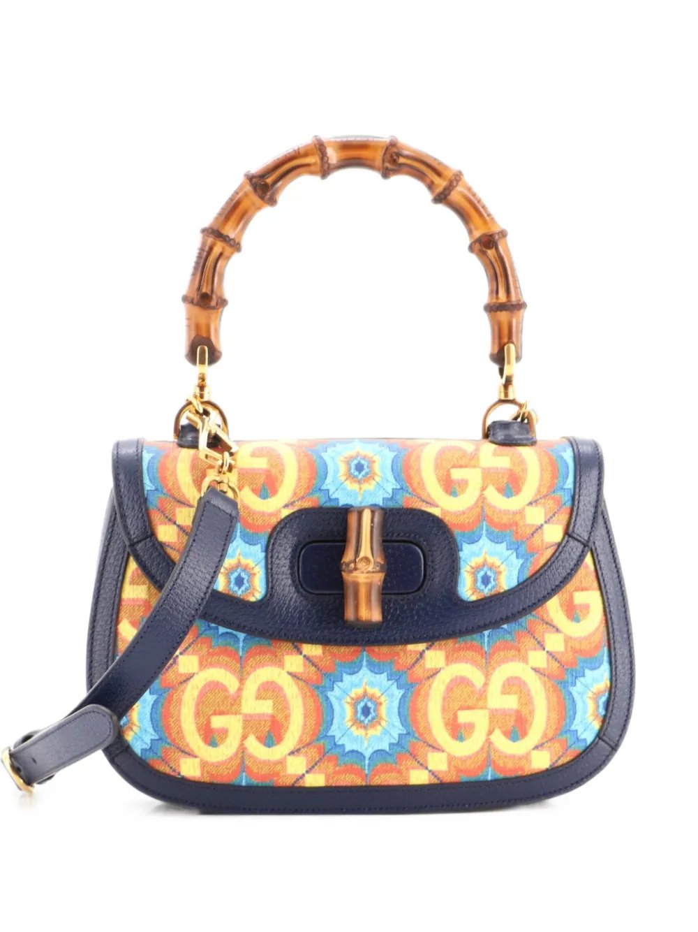 Bamboo 1947 Top Handle Bag Kaleidoscope Print GG Coated Canvas Medium crossbody bag
