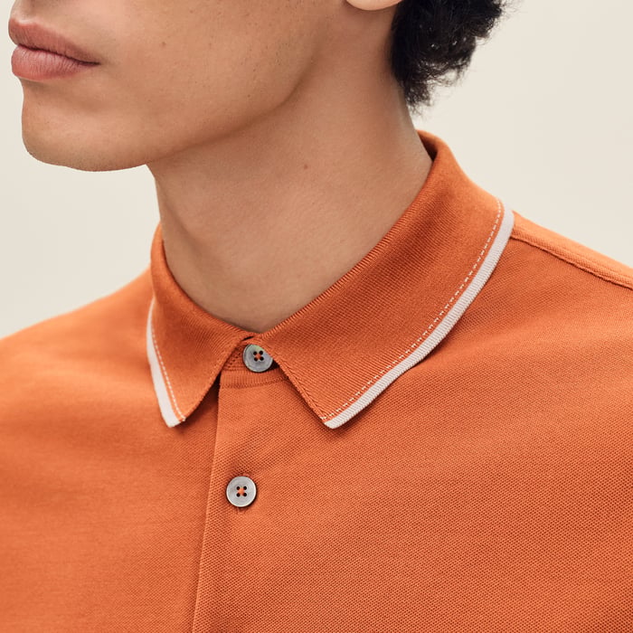 Orange Brûlé "Piqures Sellier" Polo Shirt