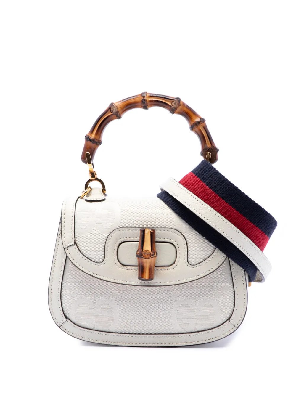 2016-2026 Mini Jumbo GG Canvas 1947 Web Bamboo Top Handle Bag satchel