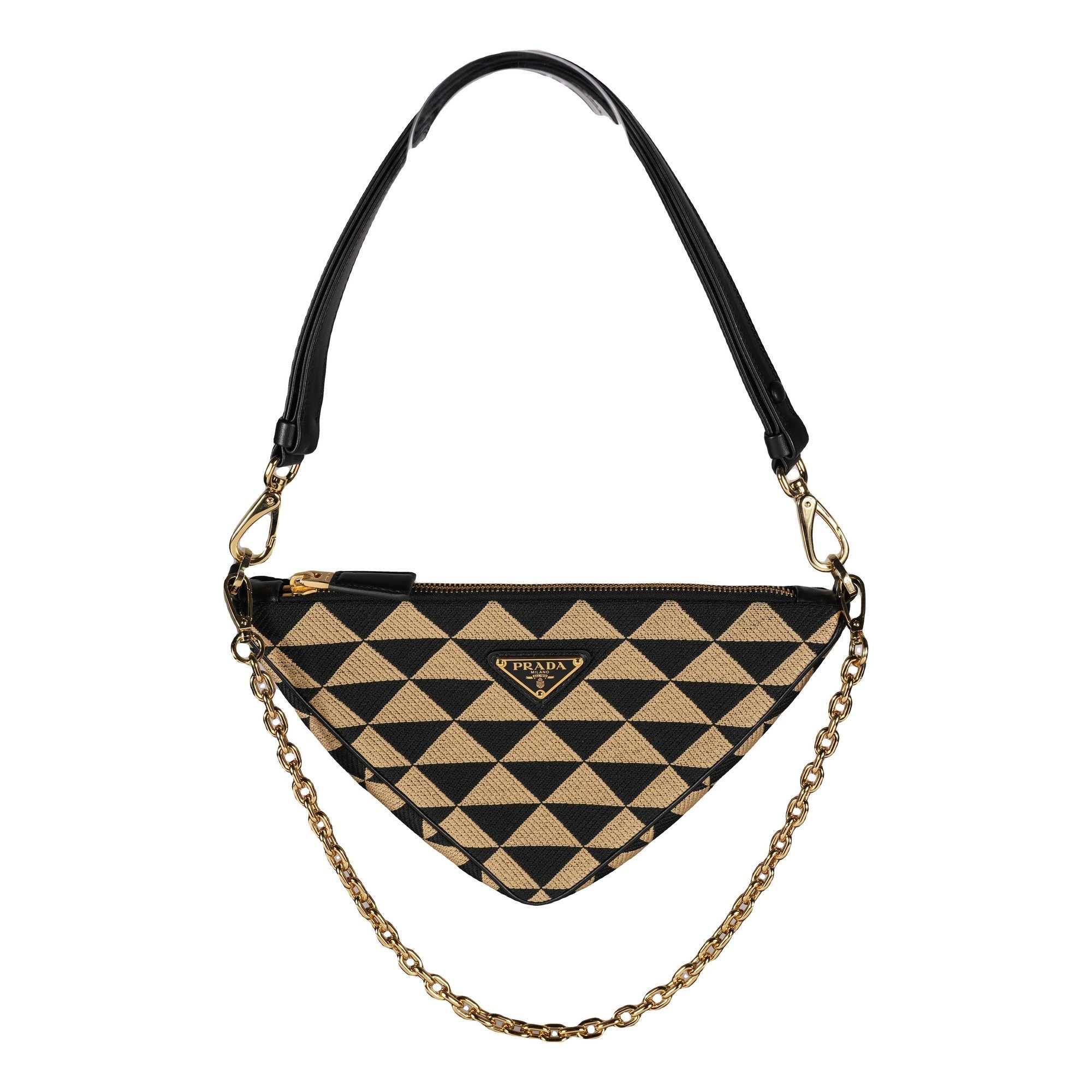 Triangle leather handbag