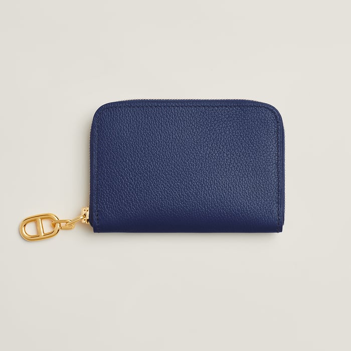 Bleu Saphir Zipengo Chaine d'Ancre Compact Card Holder