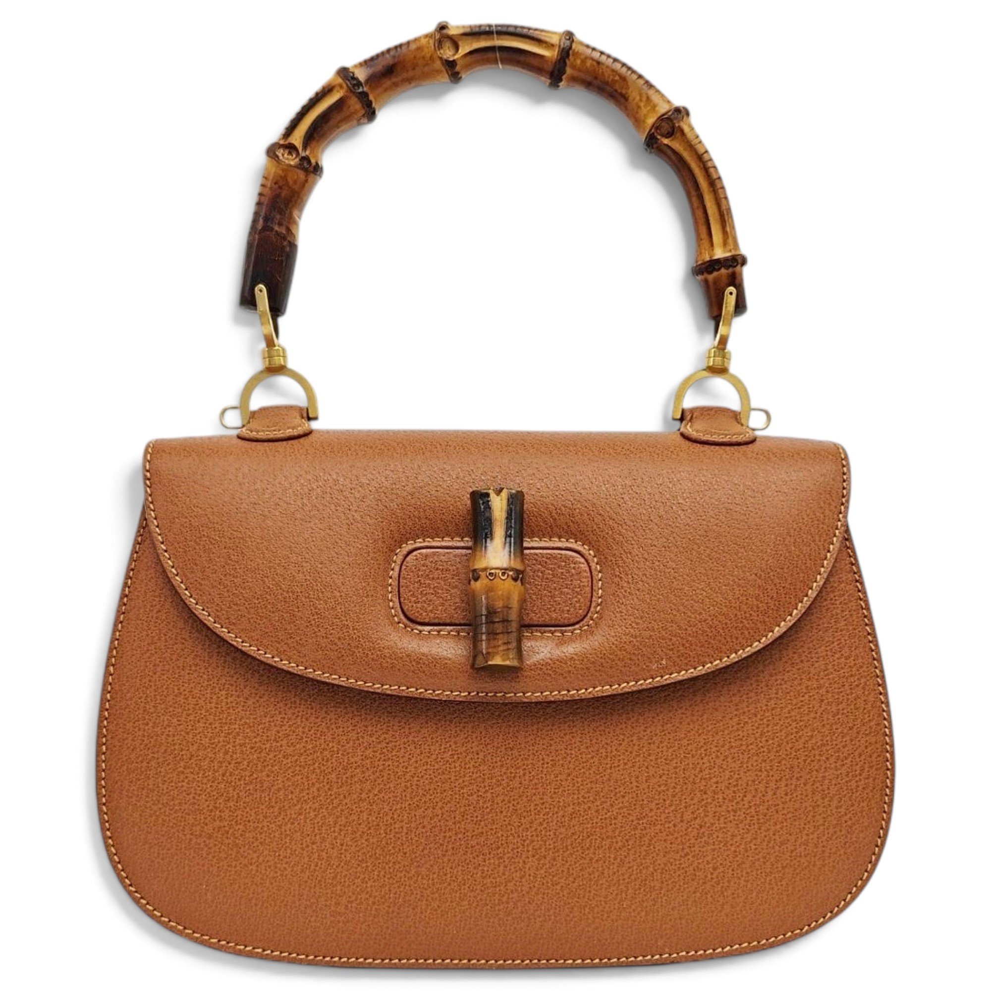Convertible Bamboo Top Handle leather handbag