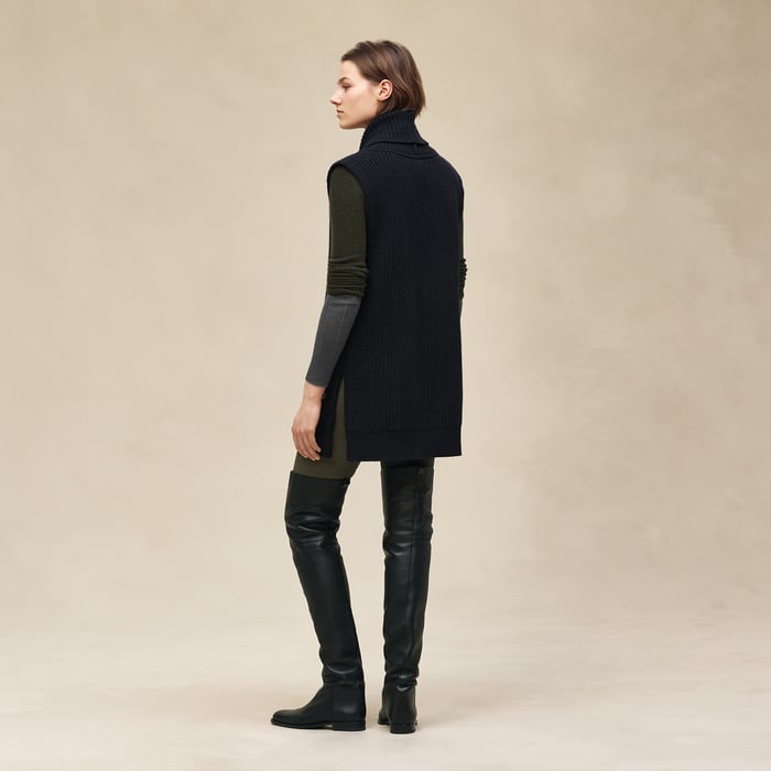 Noir Belted Cashmere Sleeveless Cardigan
