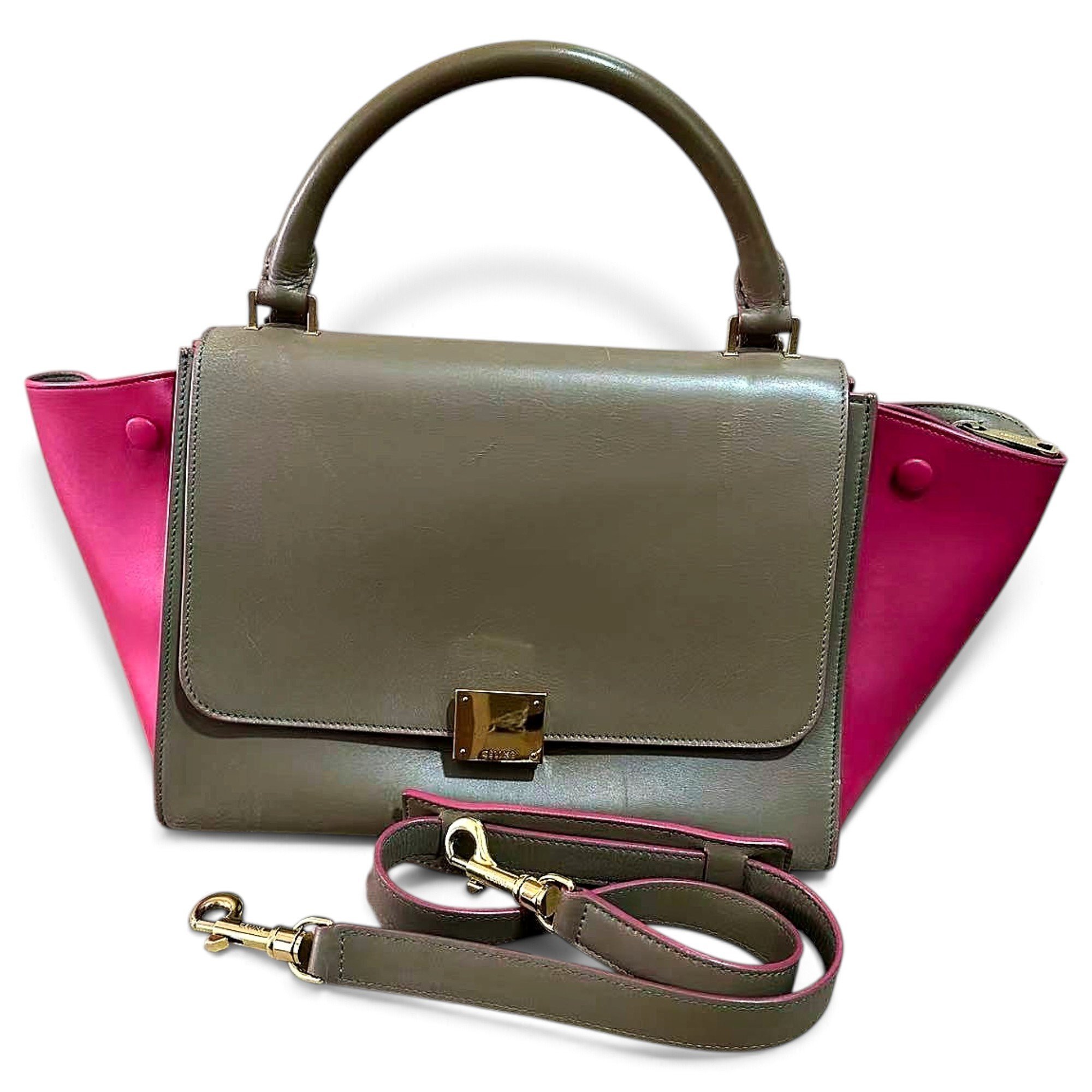 Trapèze leather handbag