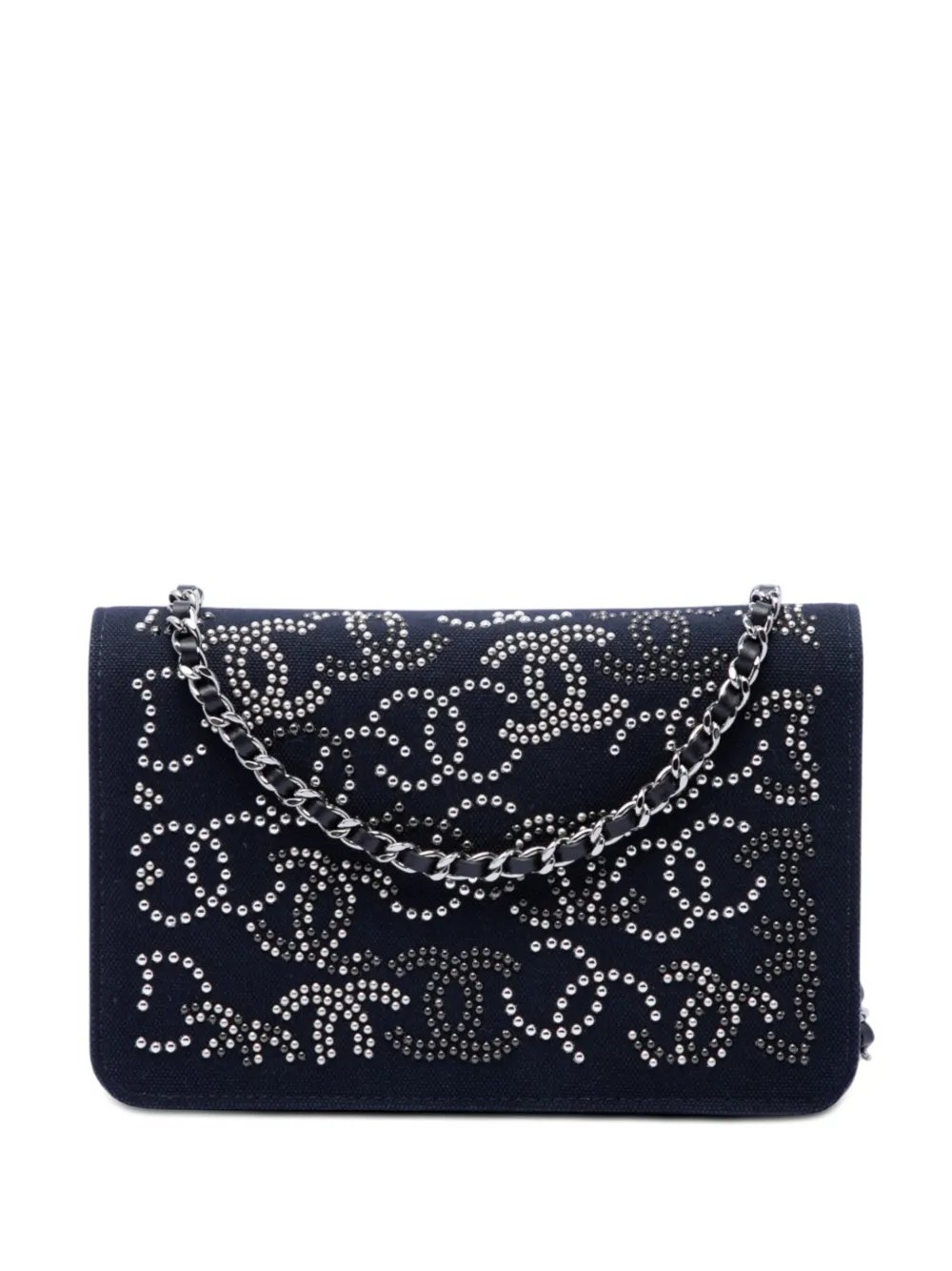 2019 Paris Shanghai Crystal Embellished Canvas Wallet On Chain crossbody bag