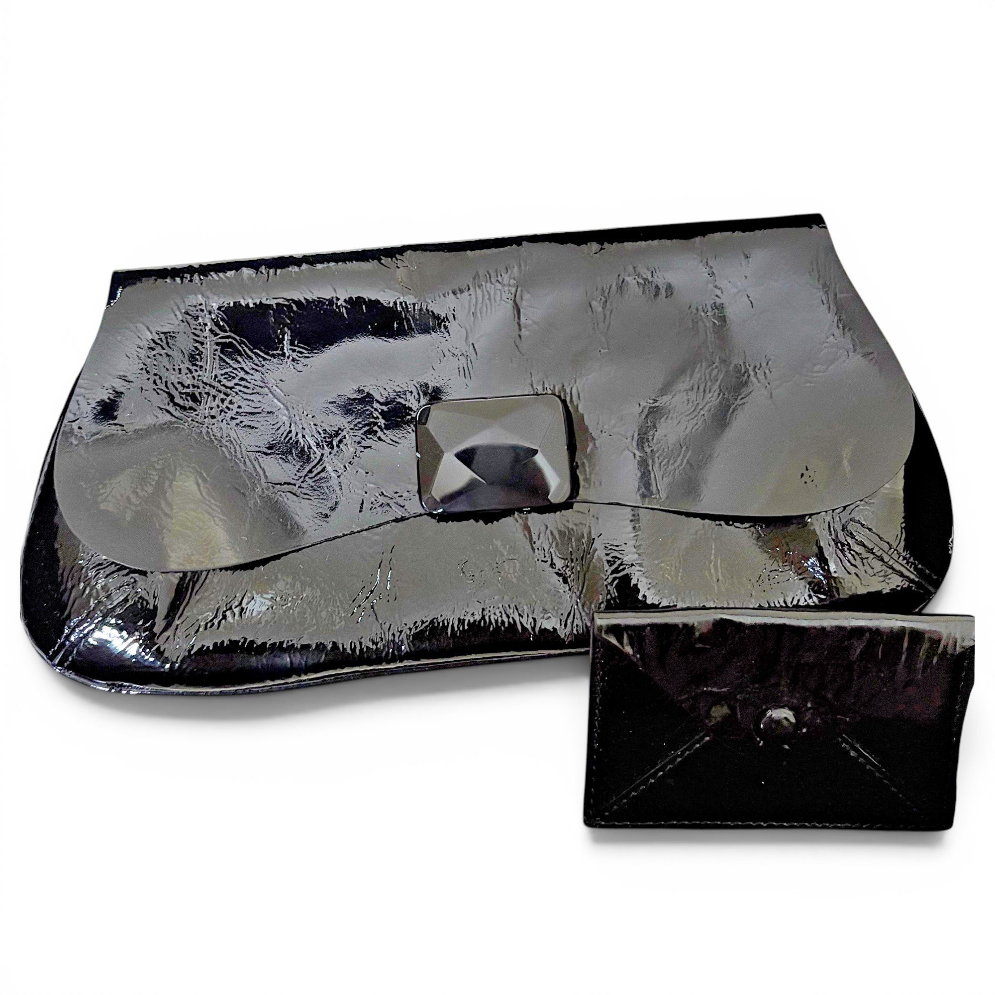 Patent leather clutch bag