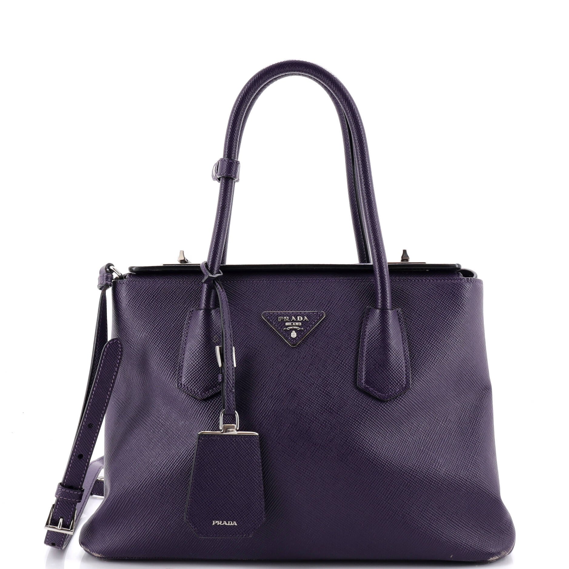 Turnlock Cuir Twin Tote Saffiano Leather Small