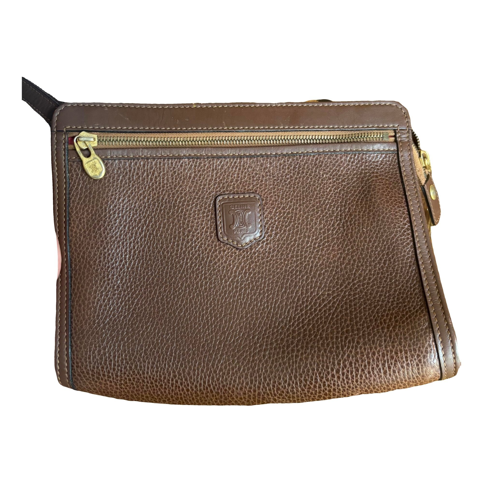 Triomphe Vintage leather clutch bag