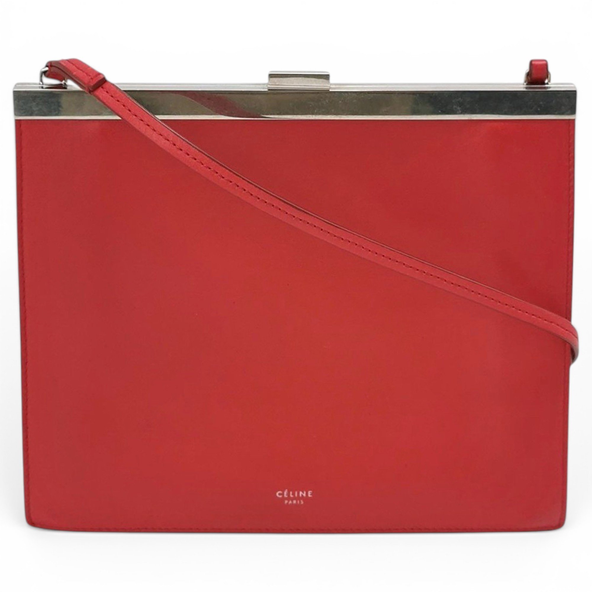 Clasp leather handbag