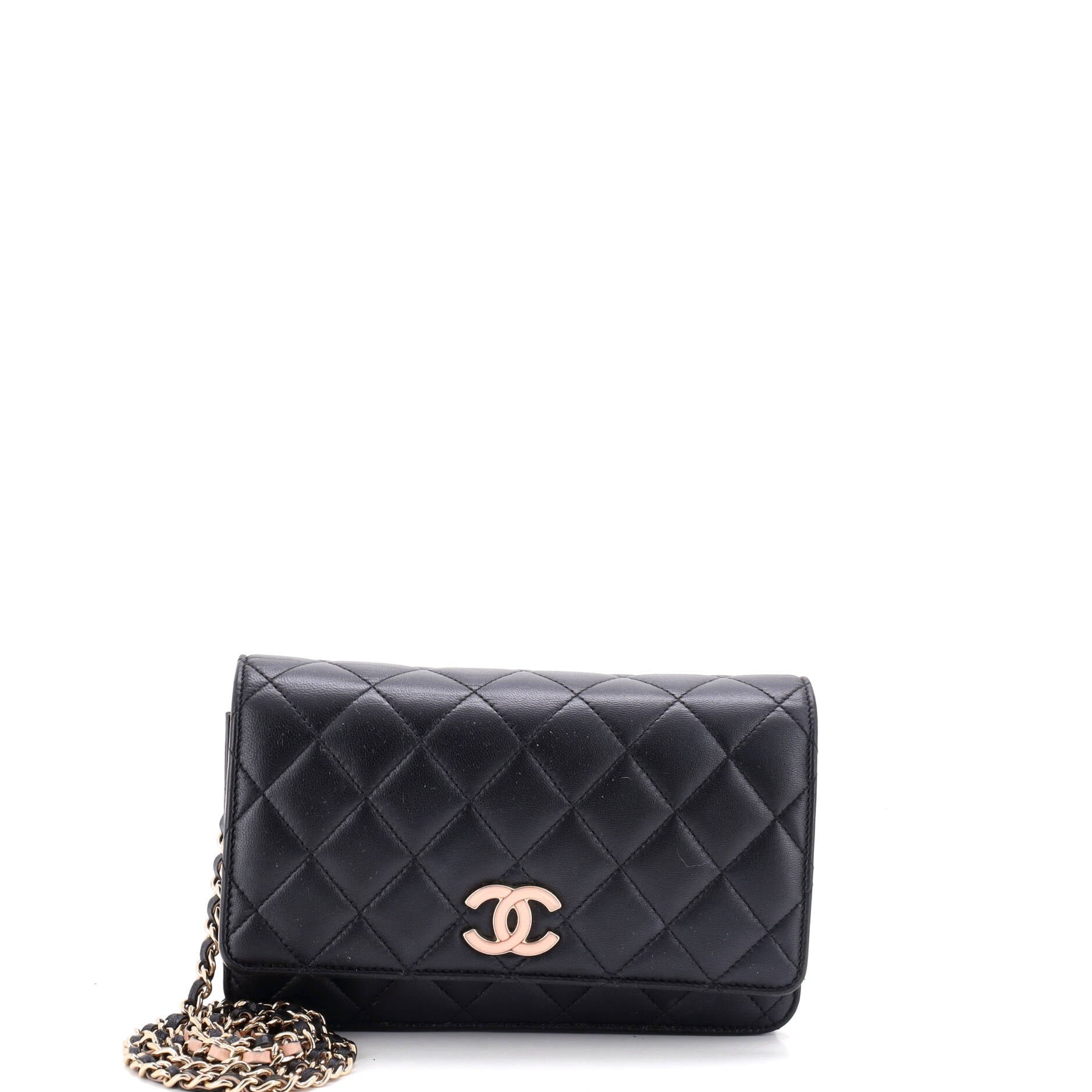 Covered CC Wallet on Chain NM Quilted Lambskin