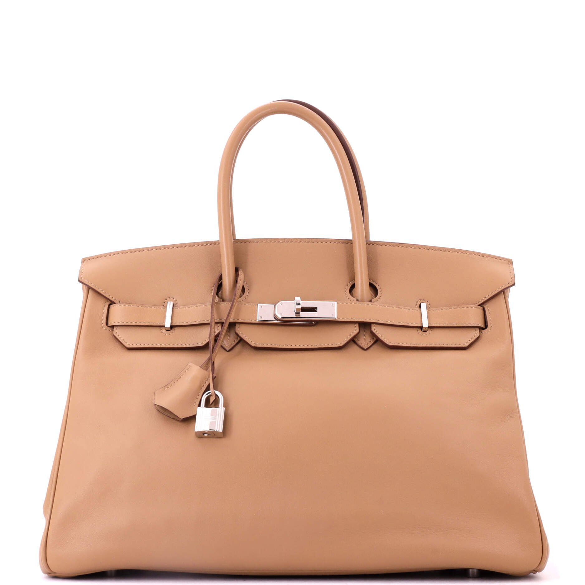 Birkin Handbag Tabac Camel Swift with Palladium Hardware 35