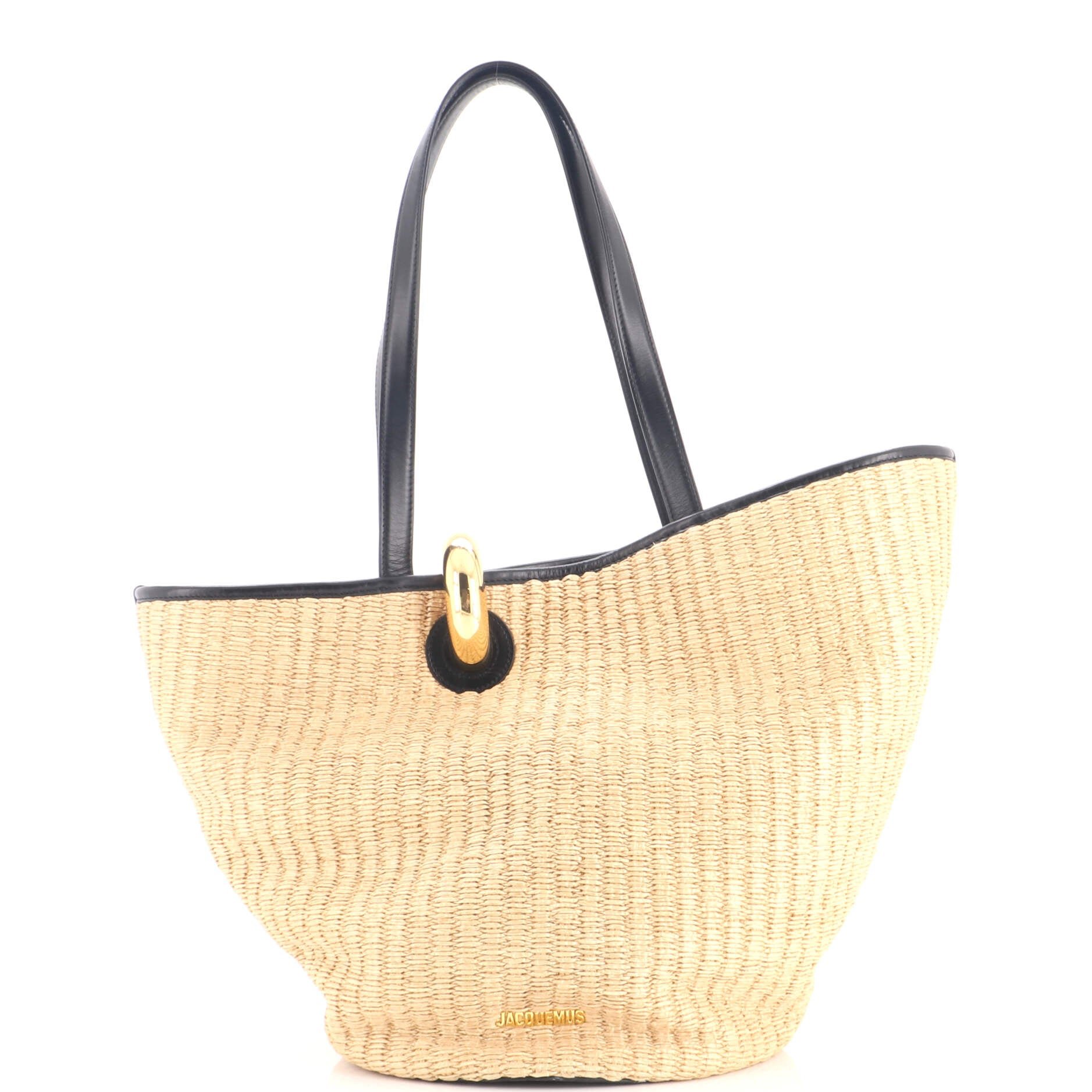 Le Bambola Tote Bag Raffia with Leather