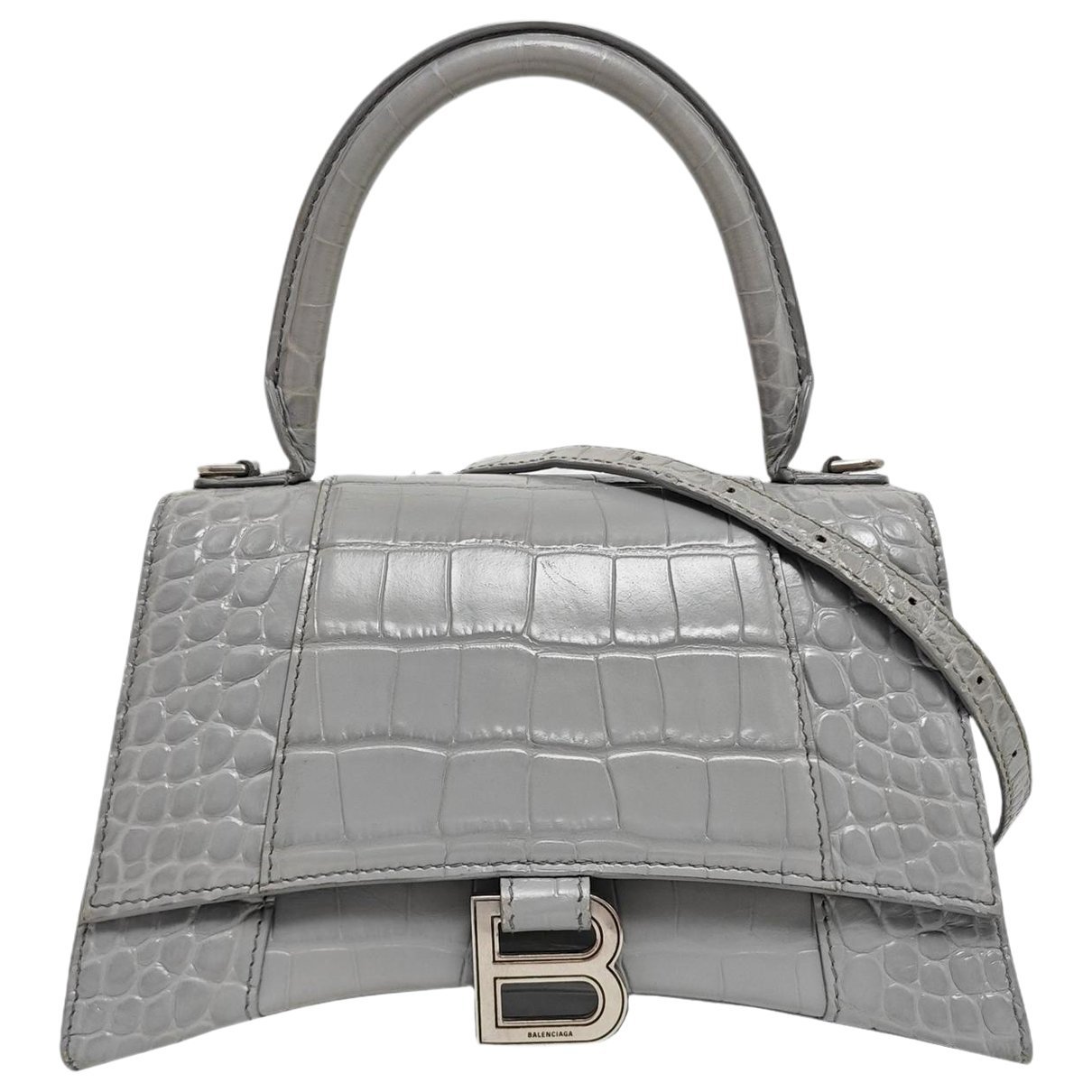 Hourglass leather handbag
