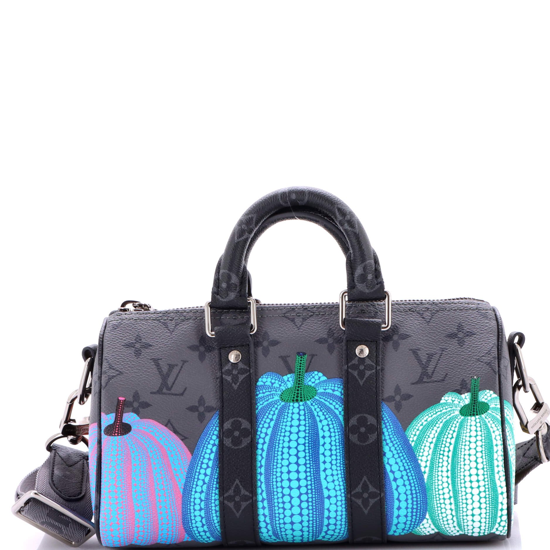 Louis Vuitton Keepall Bandouliere Bag Yayoi Kusama Pumpkins Reverse Monogram Eclipse Canvas 25