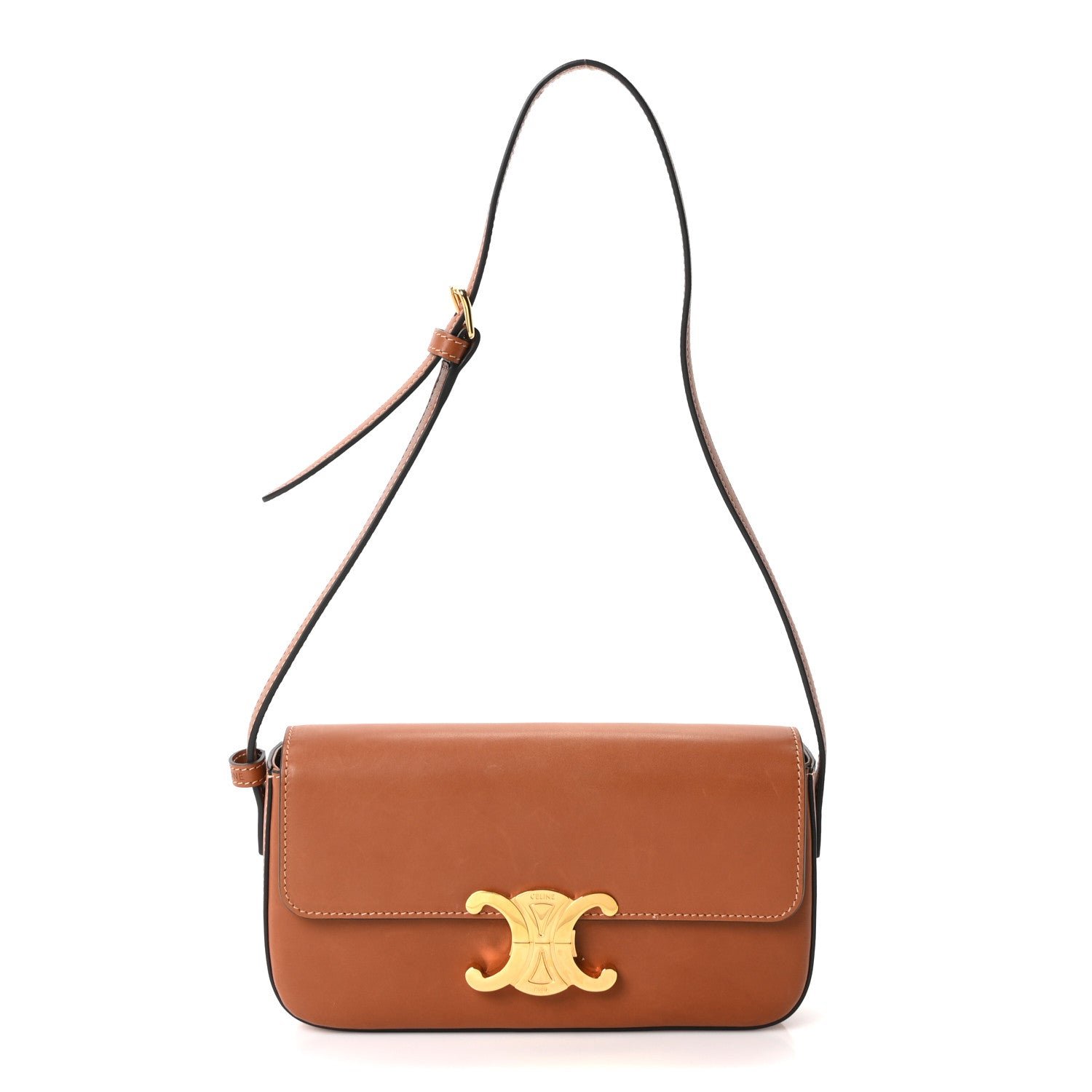 Celine Natural Calfskin Triomphe Shoulder Bag Tan
