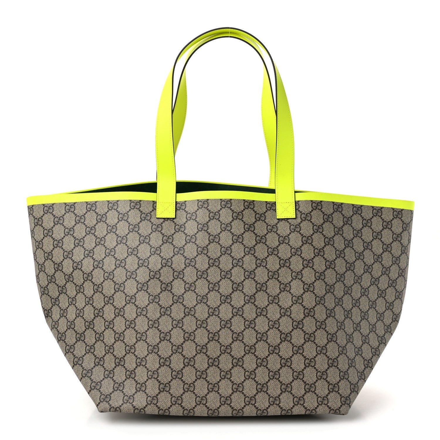 Gucci GG Supreme Monogram Medium Totissima Shopping Tote Ebony Beige Yellow