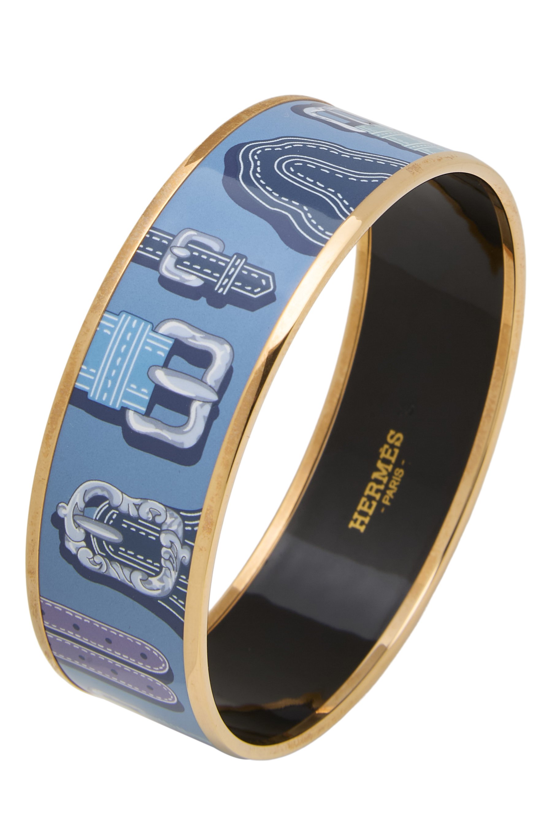 Blue Enamel Bangle Wide