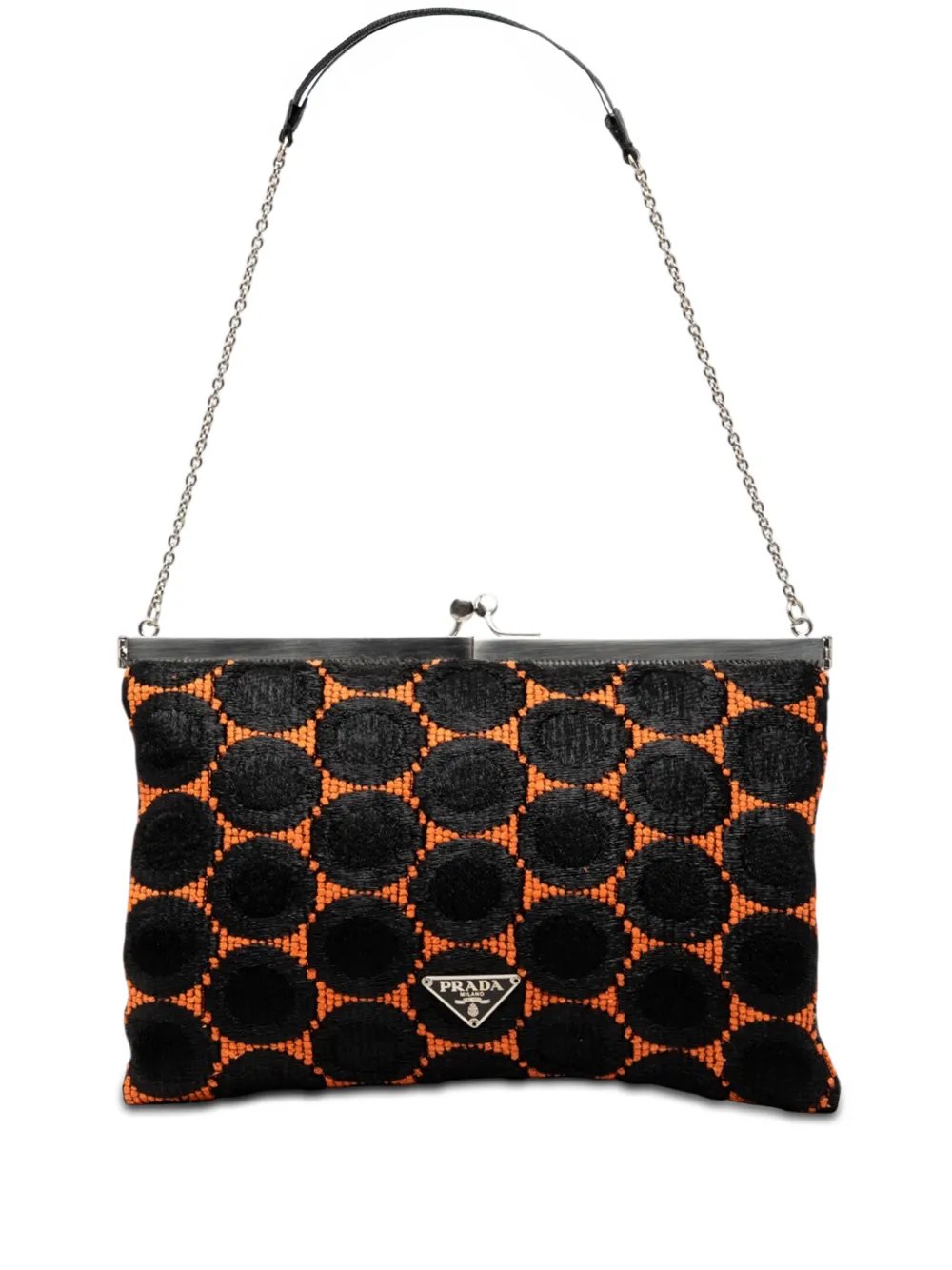 Prada 2000-2013 Jacquard Kisslock Clutch with Chain shoulder bag