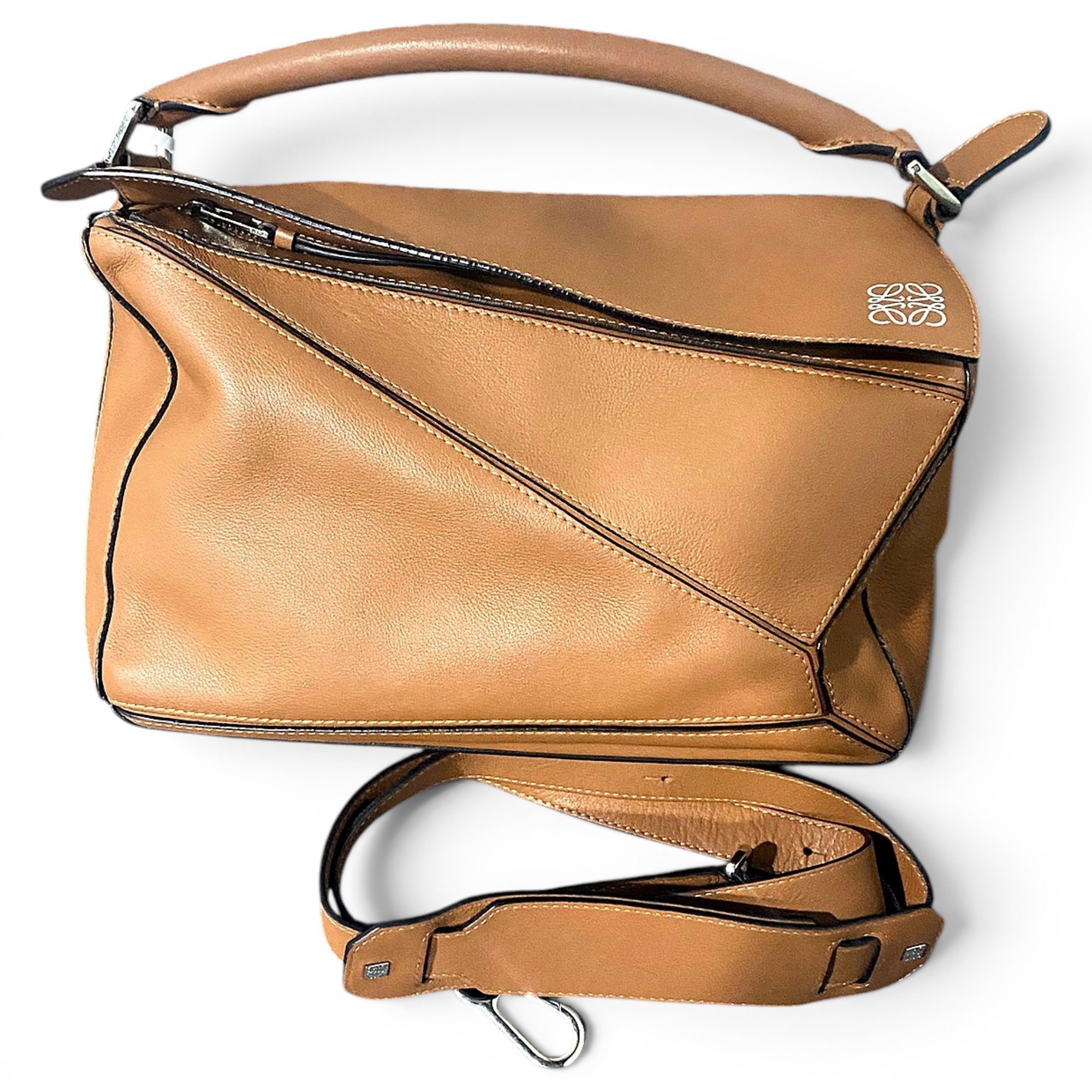 Puzzle leather handbag