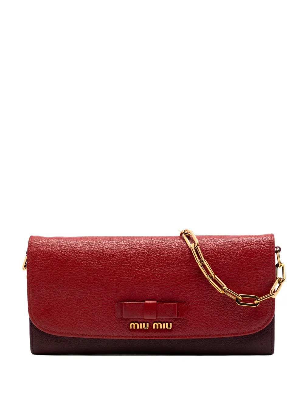 2010-2026 Bicolor Goatskin Madras Bow Wallet on Chain crossbody bag