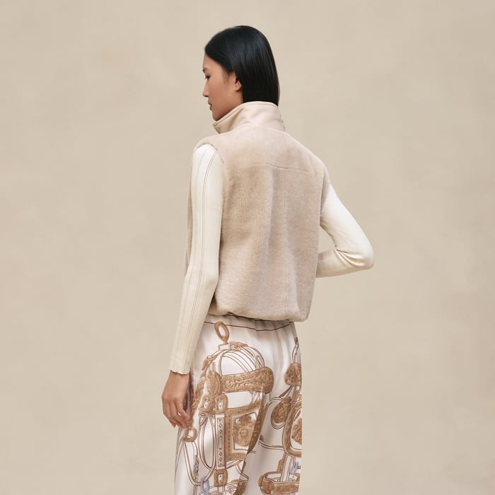 Beige Glaise Sleeveless Short Vest