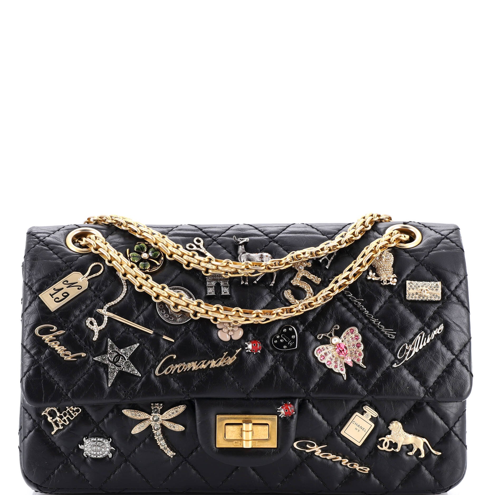 Chanel Lucky Charms Reissue 2.55 Flap Bag Quilted Aged Calfskin 225