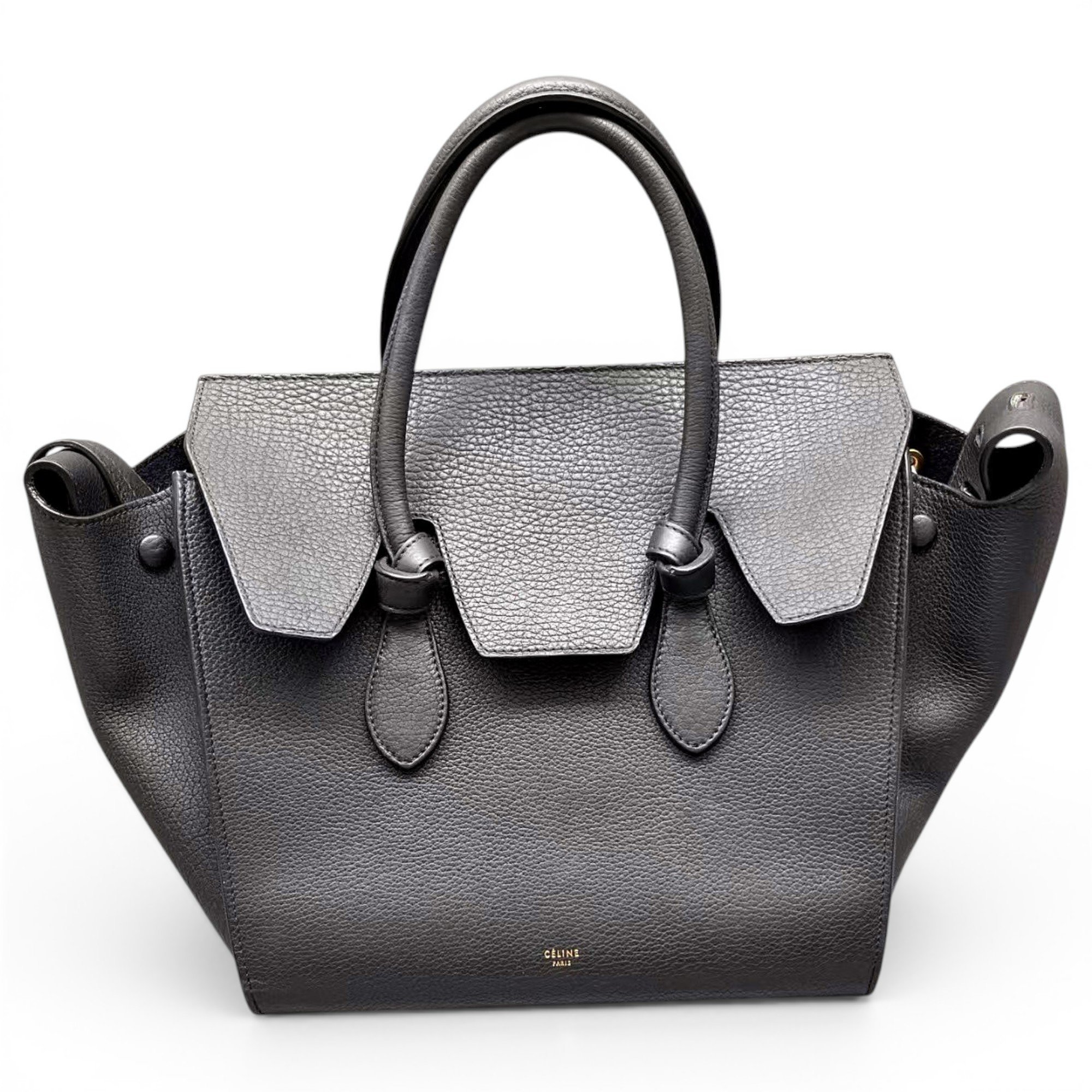 Tie leather handbag