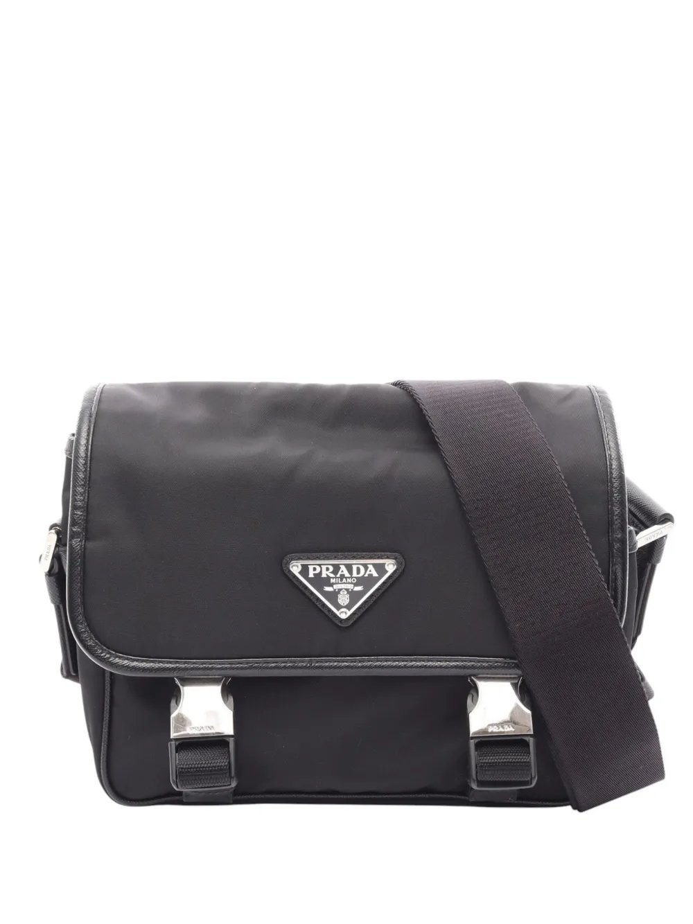 2013-2026 Saffiano Trimmed Tessuto Double Buckle Messenger Bag crossbody bag