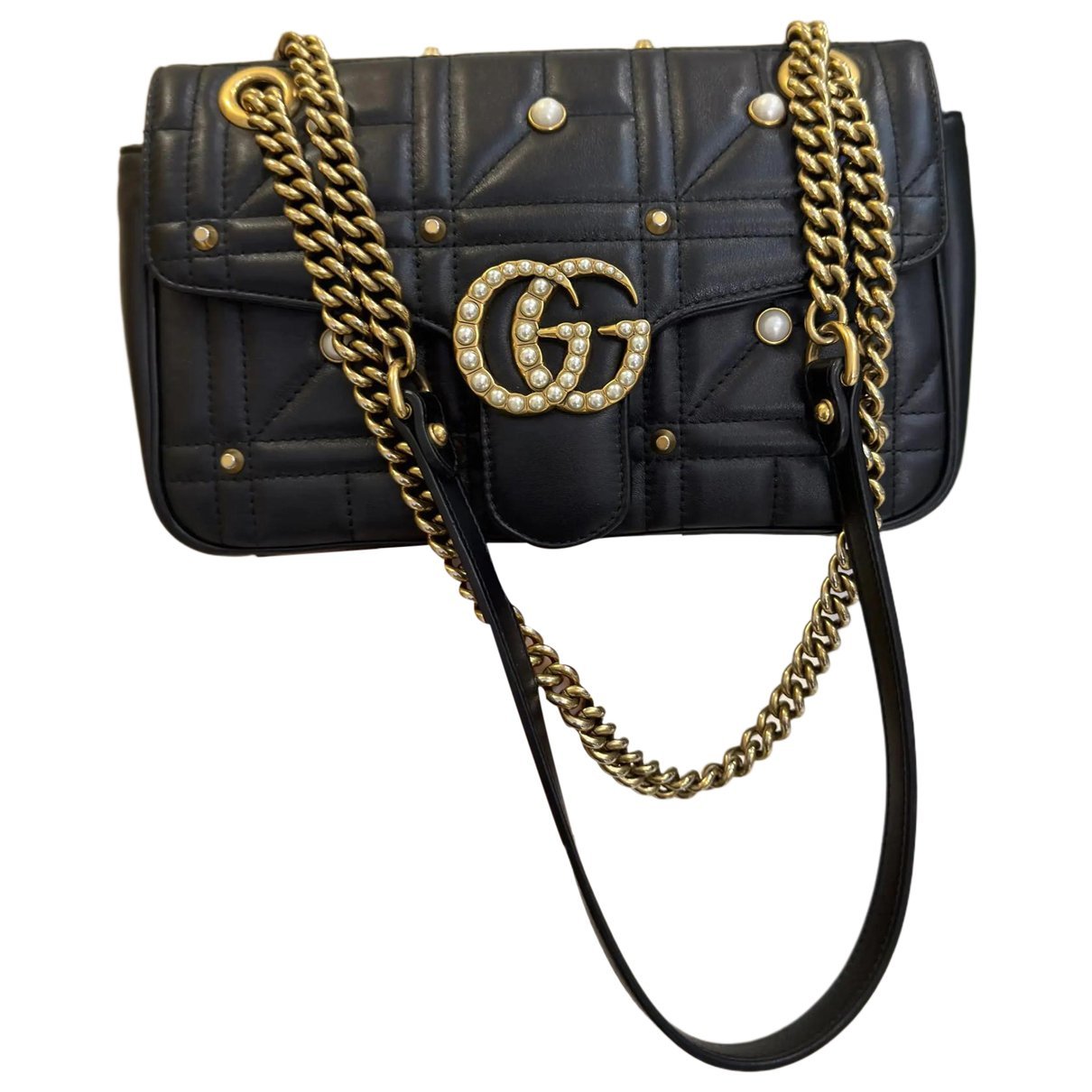 Pearly GG Marmont Flap leather crossbody bag