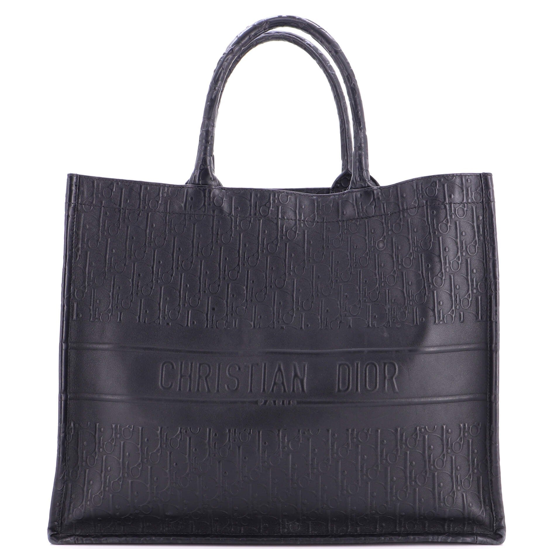 Book Tote Oblique Embossed Calfskin Large
