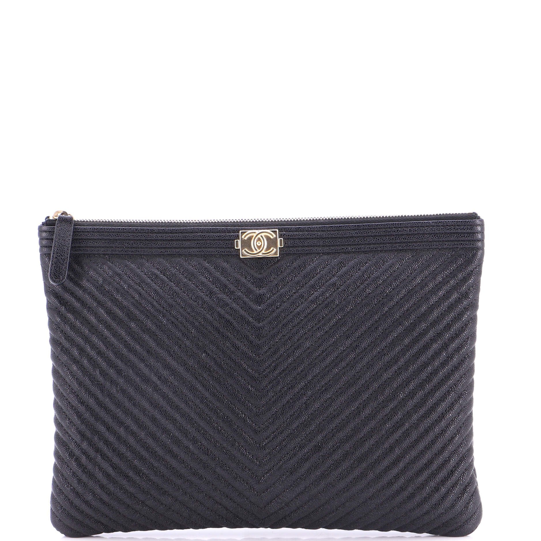 Boy O Case Clutch Chevron Caviar Medium