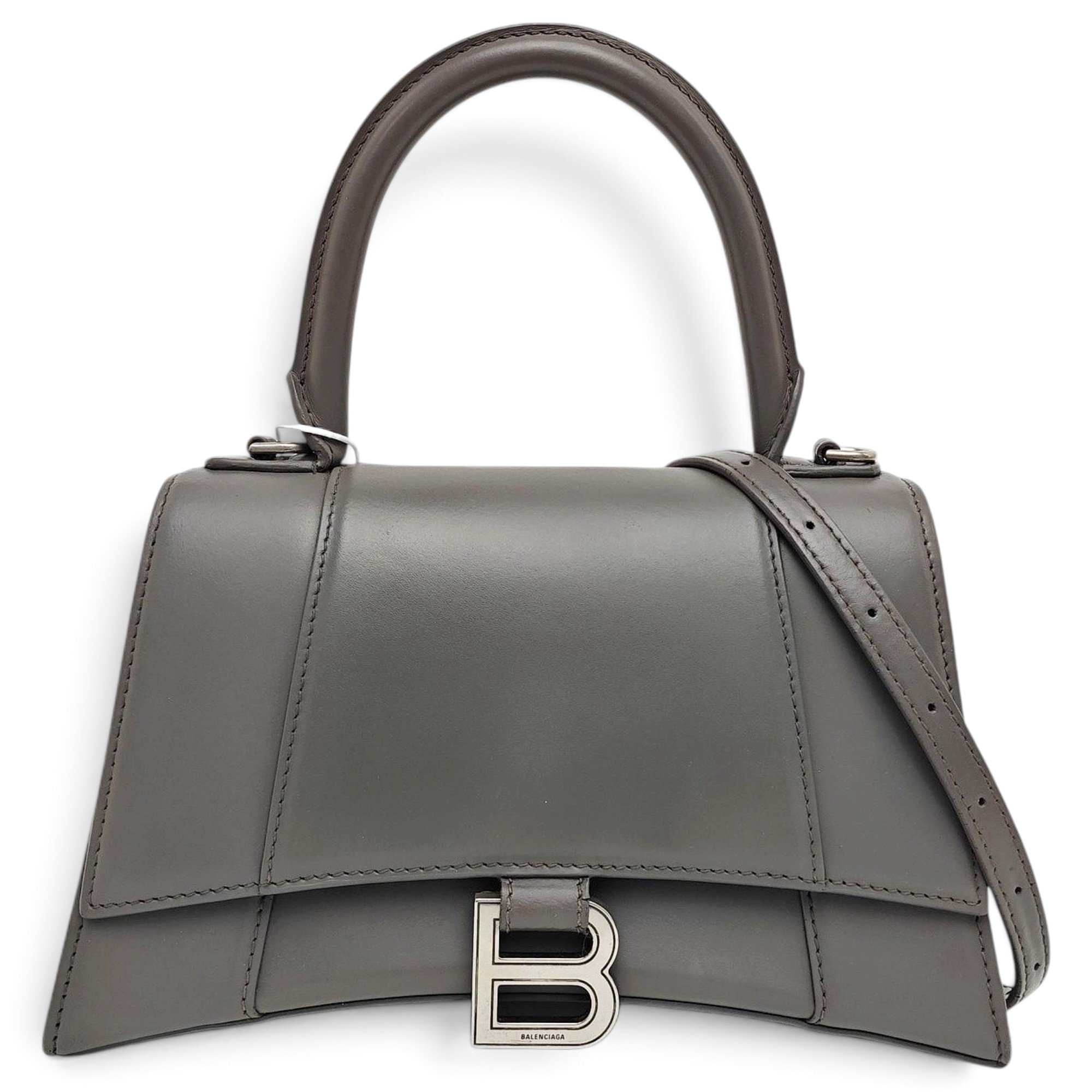 Hourglass leather handbag