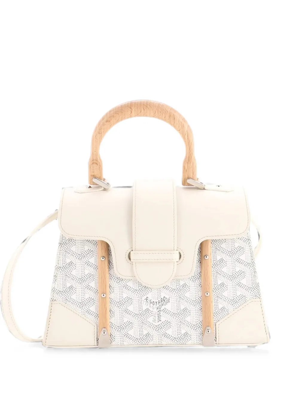 Structured Saigon Top Handle Bag Coated Canvas with Leather Mini satchel
