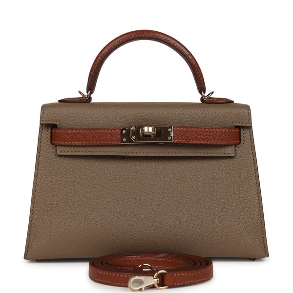 Hermes Hermes Special Order (HSS) Kelly Sellier 20 Etoupe and Havane Chevre Mysore Permabrass Hardware