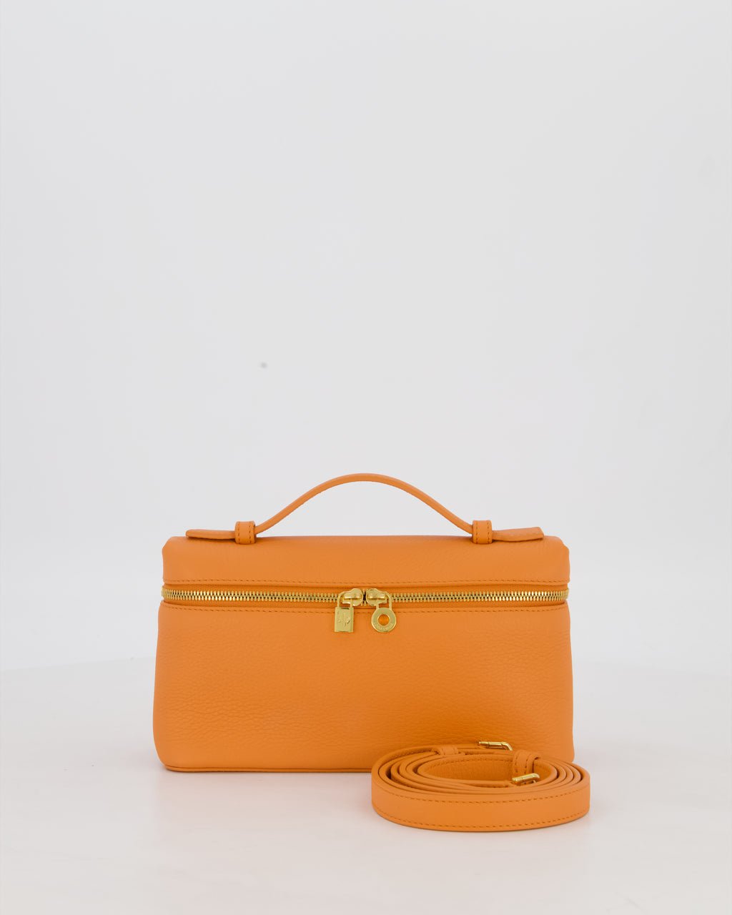 Loro Piana Extra Pocket L19 Bag in Orange Calfskin Leather with Gold Hardware