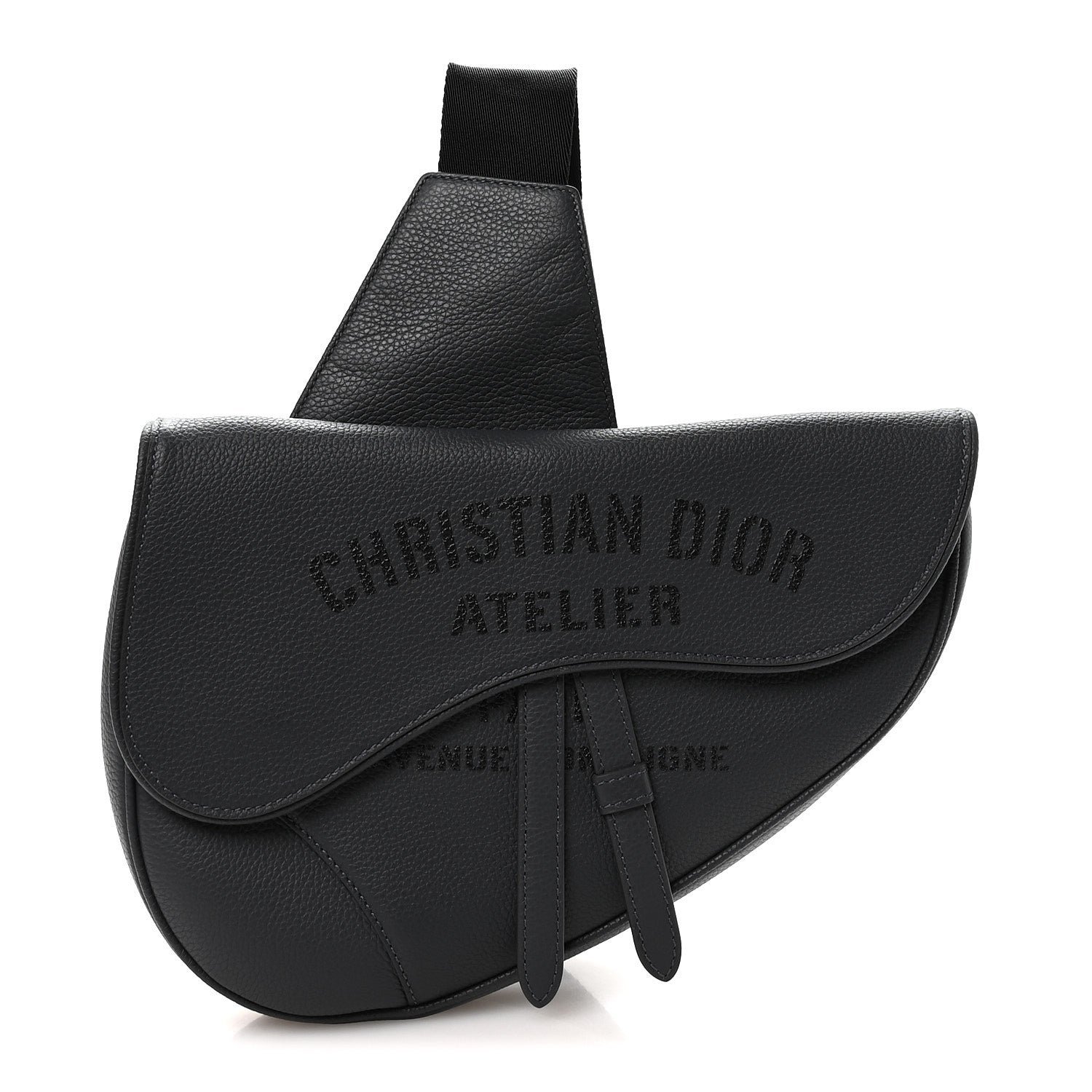 Christian Dior Calfskin Atelier Signature Print Mens Saddle Bag Grey