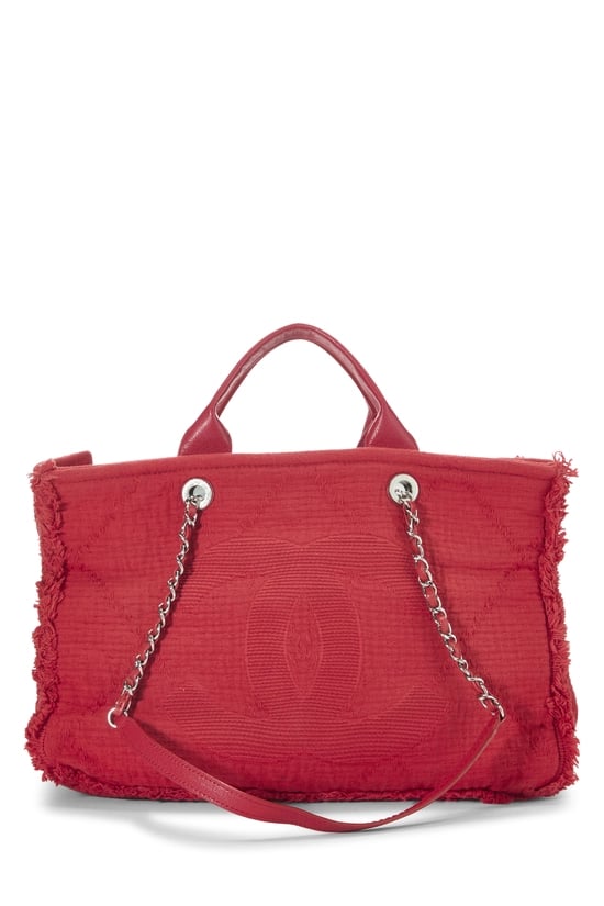Red Canvas Double Face Shopping Tote Medium