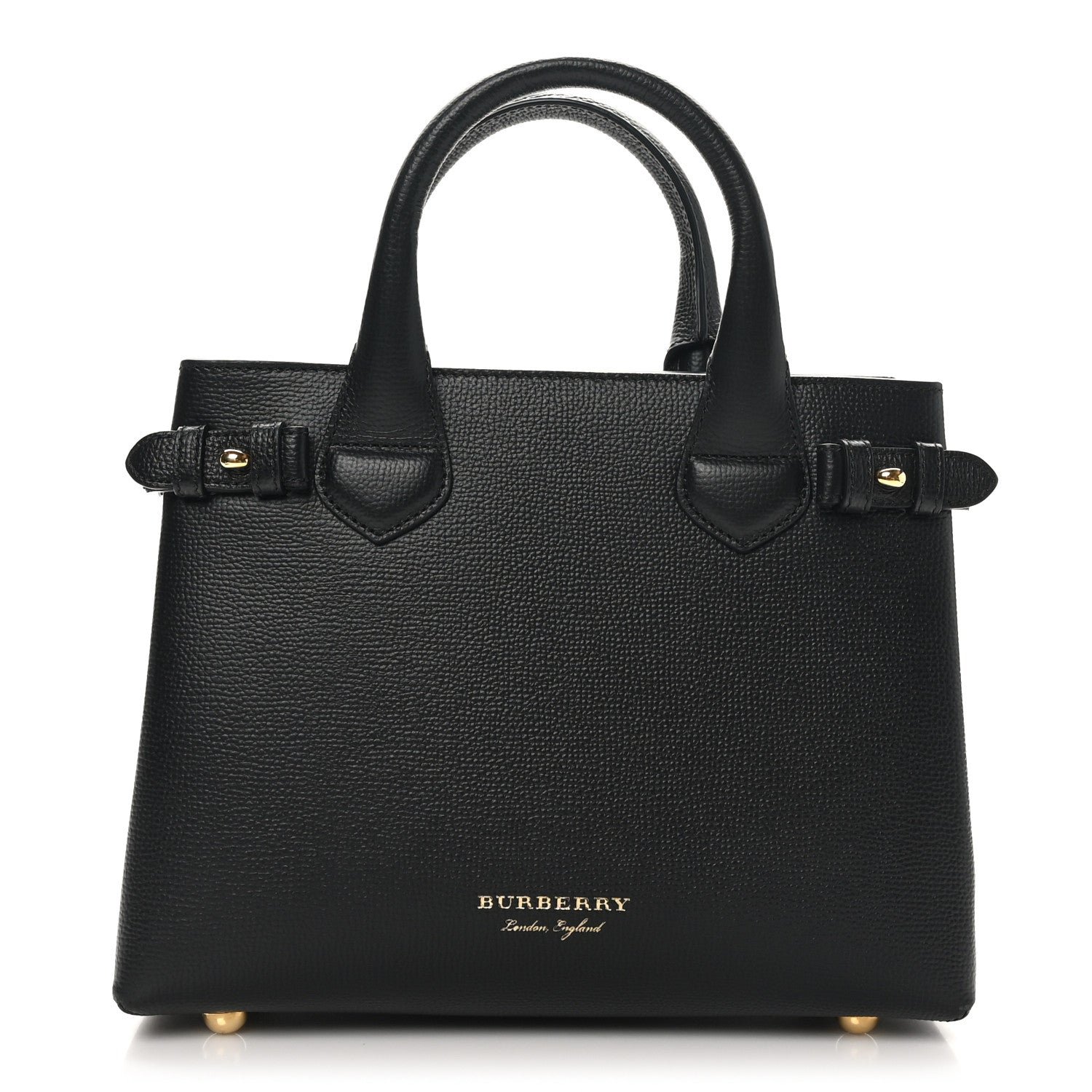 Burberry Derby Calfskin House Check Small Banner Tote Black