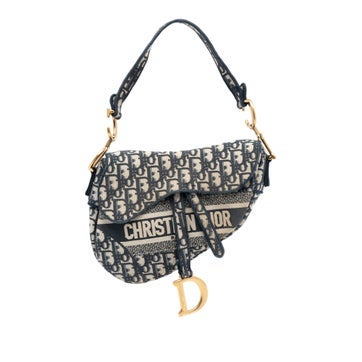 Oblique Embroidered Canvas Saddle Bag