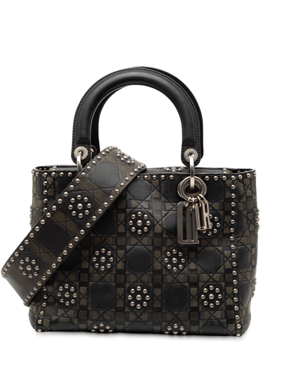 2017 Medium Calfskin Cannage Embossed Flower Studded Supple Lady Dior satchel