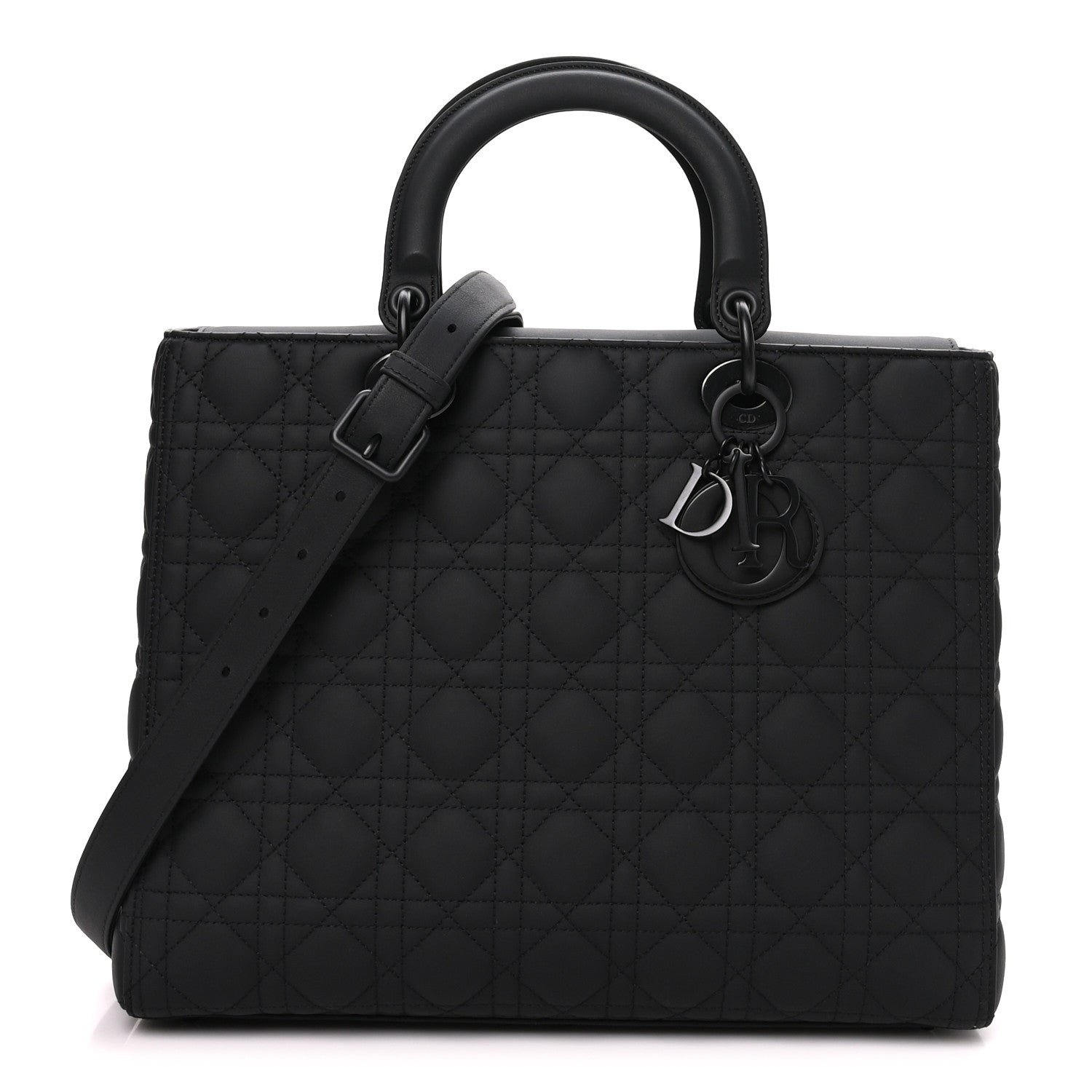 Dior Ultra Matte Calfskin Cannage Large Lady Dior Black