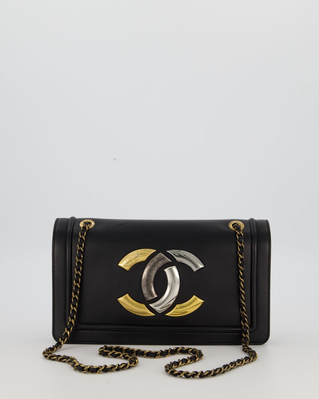 Chanel Black CC Antico Flap Bag In Lambskin With Mixed Hardware