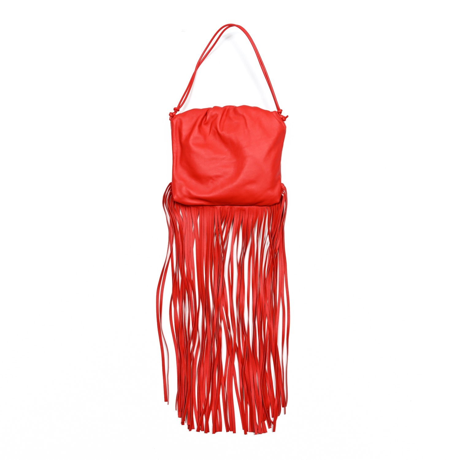 Bottega Veneta Nappa The Fringe Pouch Shoulder Bag Red