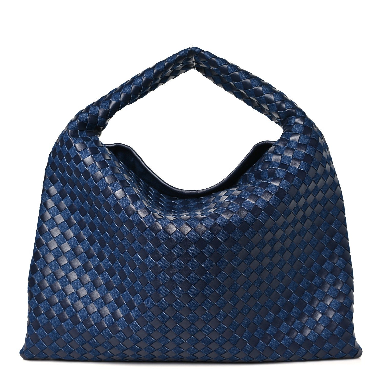 Bottega Veneta Denim Nappa Intrecciato Large Hop Abyss Indigo