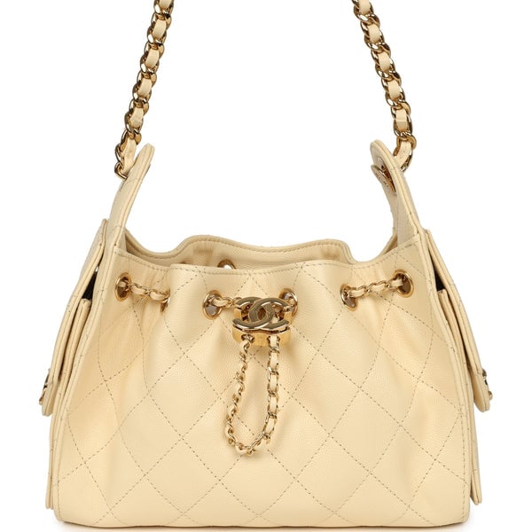 Chanel Mini 25 Hobo Bag Ecru Caviar Gold Hardware