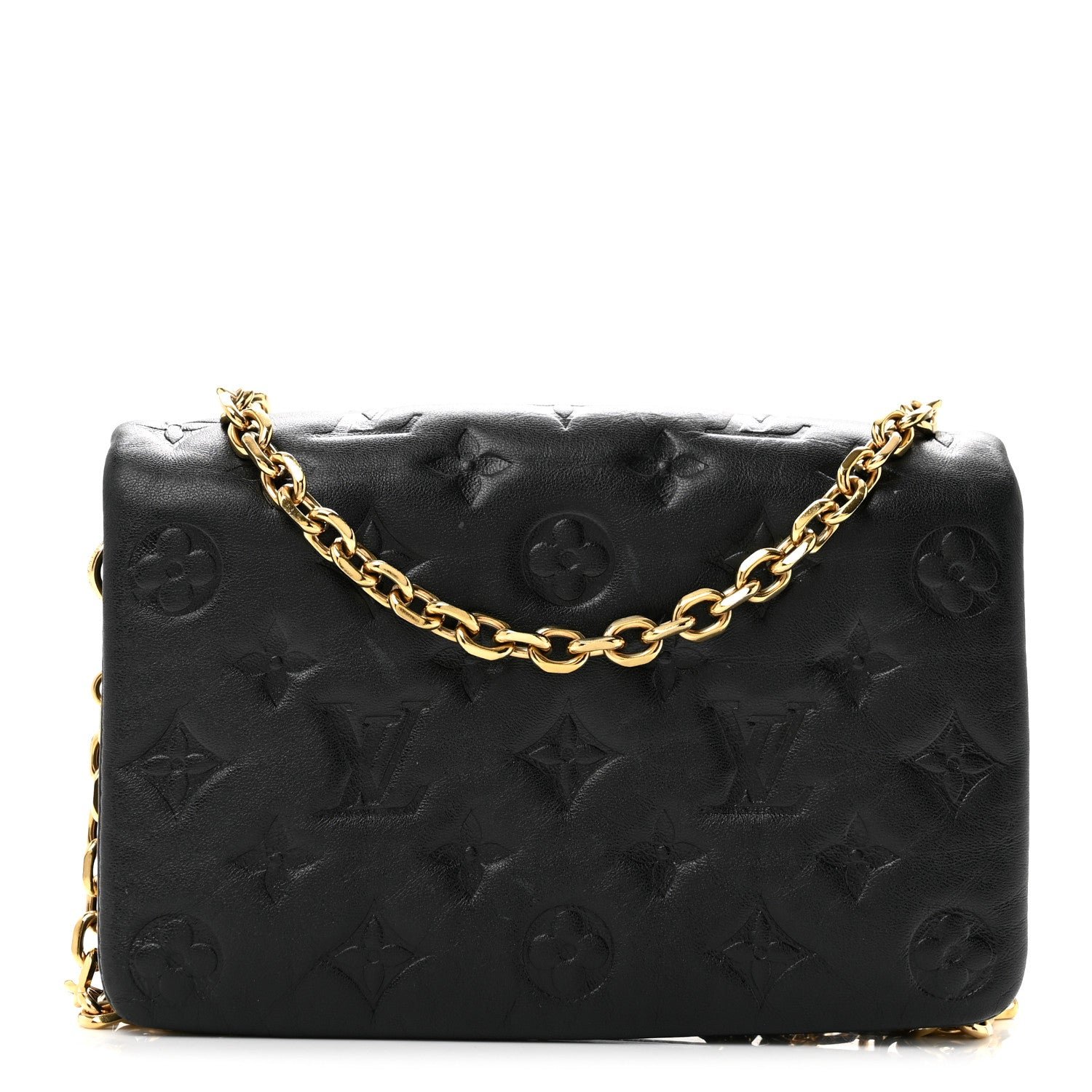 Louis Vuitton Lambskin Embossed Monogram Pochette Coussin Black