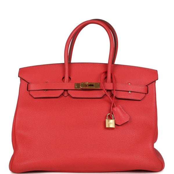 Hermes Pre-owned Hermes Birkin 35 Geranium Togo Gold Hardware
