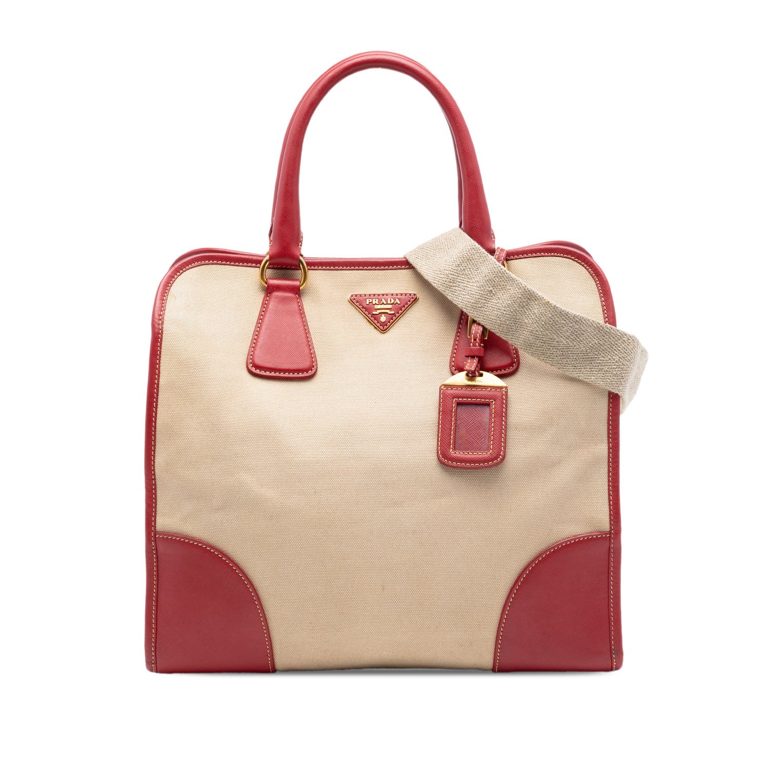 Saffiano Trimmed Canvas Canapa Satchel
